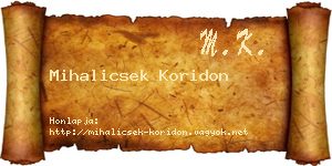 Mihalicsek Koridon névjegykártya